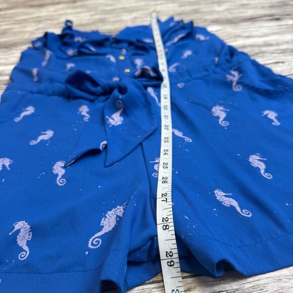L'Amour Nanette Lepore Women's Seahorse Romper Blue White S SM Small Camisole - Picture 11 of 15